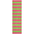 8 Runner Green and Red Striped Washable Non Skid Indoor Outdoor Runner Rug