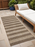 8 Runner Coffee Striped Washable Non Skid Indoor Outdoor Runner Rug