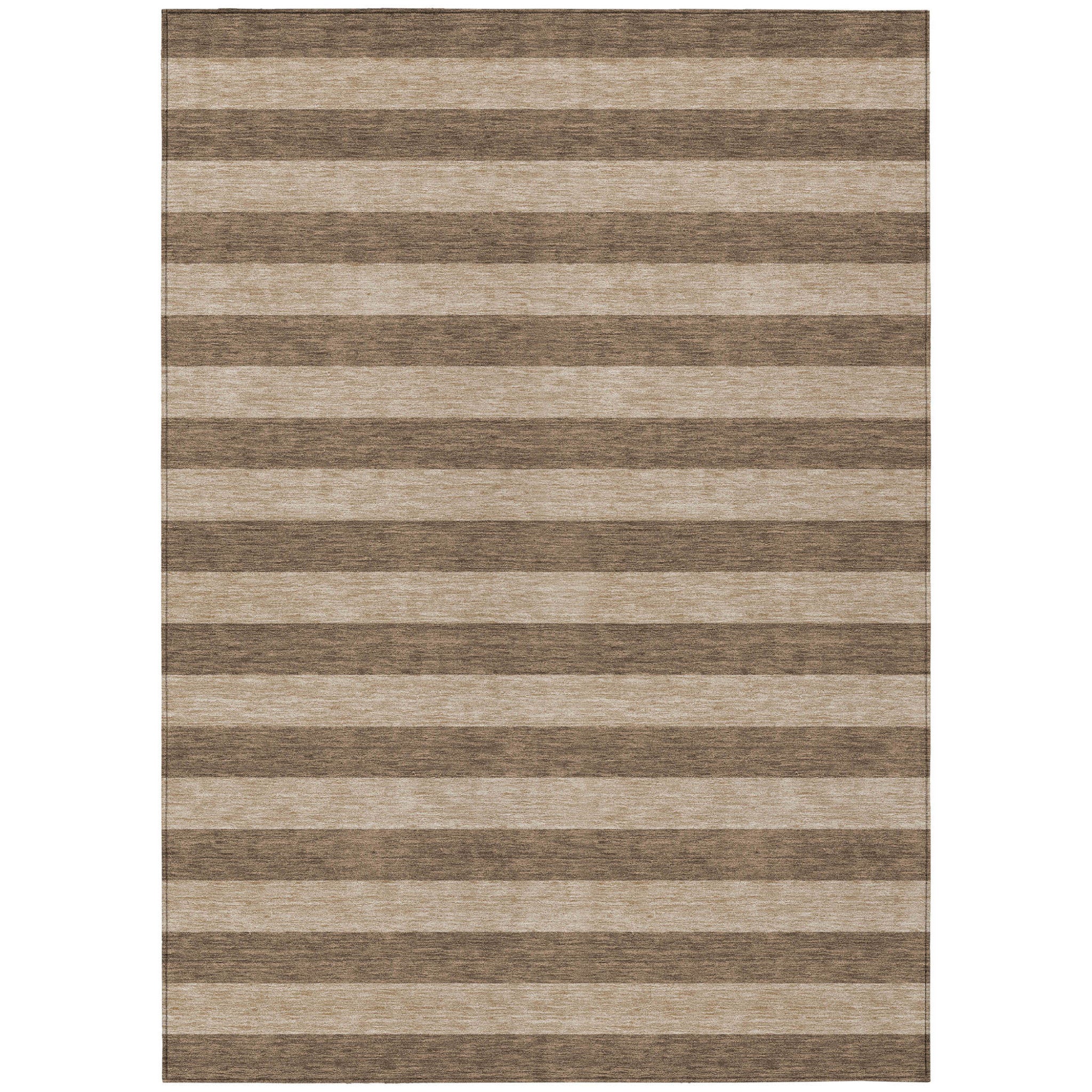 5 X 8 Coffee Striped Washable Non Skid Indoor Outdoor Area Rug