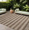 10 X 14 Coffee Striped Washable Non Skid Indoor Outdoor Area Rug