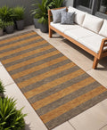 8 Runner Brown and Tan Striped Washable Non Skid Indoor Outdoor Runner Rug