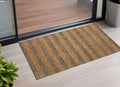 3 X 5 Brown and Tan Striped Washable Non Skid Indoor Outdoor Area Rug