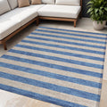 5 X 8 Tan Striped Washable Non Skid Indoor Outdoor Area Rug