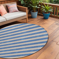 8 Round Tan Round Striped Washable Non Skid Indoor Outdoor Area Rug