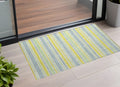 2 X 3 Blue and Yellow Striped Washable Non Skid Indoor Outdoor Area Rug