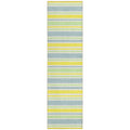 8 Runner Blue and Yellow Striped Washable Non Skid Indoor Outdoor Runner Rug