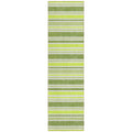 8 Runner Green and Yellow Striped Washable Non Skid Indoor Outdoor Runner Rug