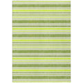9 X 12 Green and Yellow Striped Washable Non Skid Indoor Outdoor Area Rug