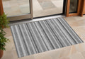 3 X 5 Gray and Black Striped Washable Non Skid Indoor Outdoor Area Rug