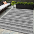 5 X 8 Gray and Black Striped Washable Non Skid Indoor Outdoor Area Rug