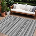 10 X 14 Gray and Black Striped Washable Non Skid Indoor Outdoor Area Rug