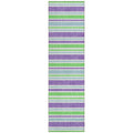 8 Runner Lime Green Striped Washable Non Skid Indoor Outdoor Runner Rug