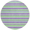 8 Round Lime Green Round Striped Washable Non Skid Indoor Outdoor Area Rug