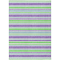 8 X 10 Lime Green Striped Washable Non Skid Indoor Outdoor Area Rug
