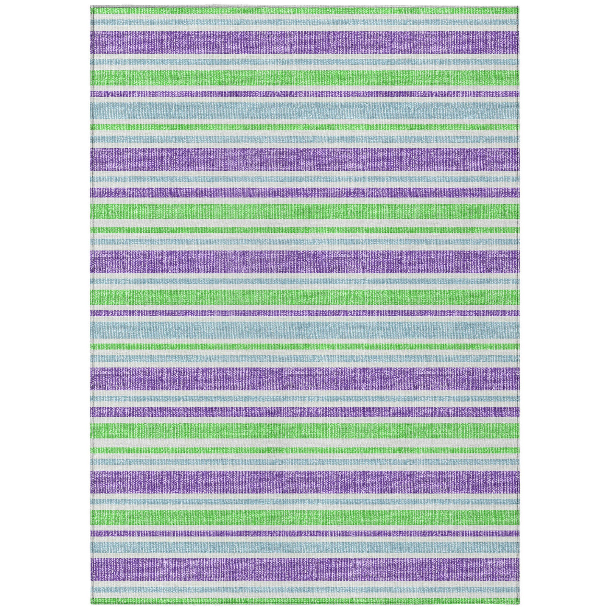 9 X 12 Lime Green Striped Washable Non Skid Indoor Outdoor Area Rug