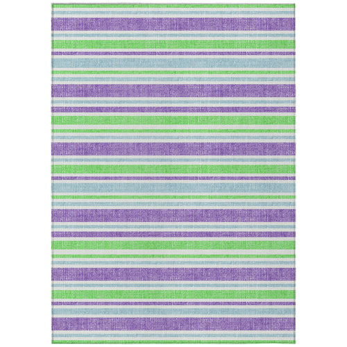 10 X 14 Lime Green Striped Washable Non Skid Indoor Outdoor Area Rug