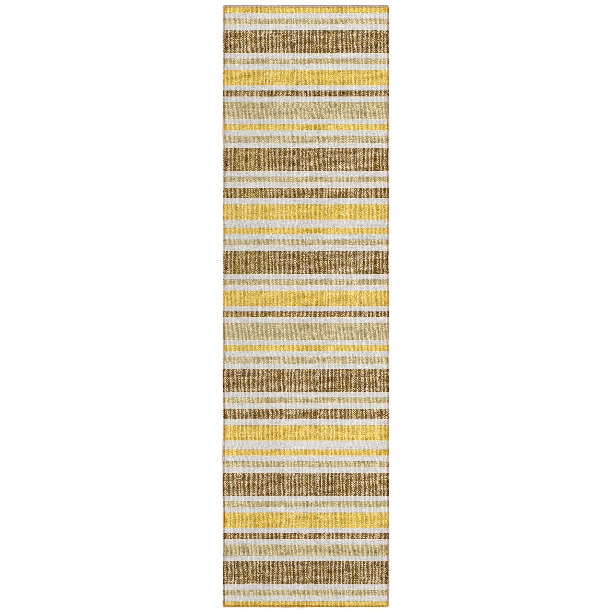 8 Runner Brown and Orange Striped Washable Non Skid Indoor Outdoor Runner Rug