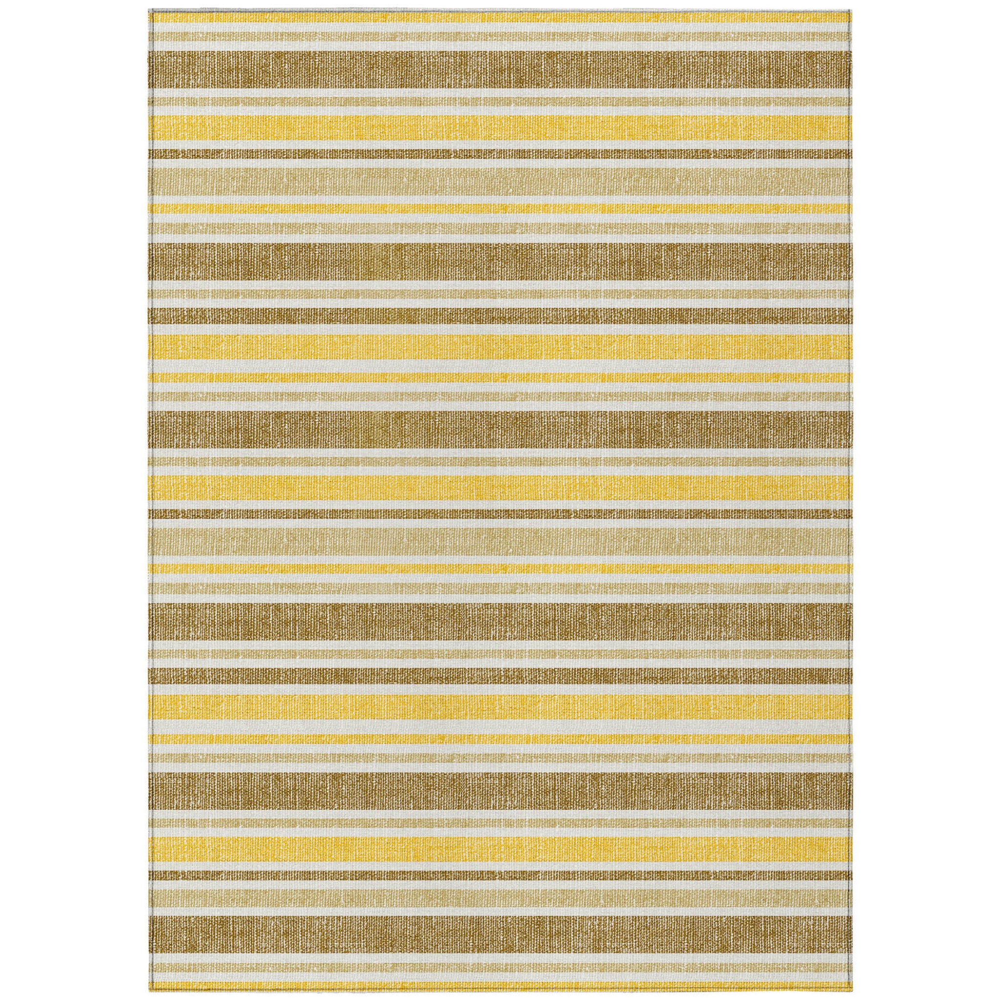 5 X 8 Brown and Orange Striped Washable Non Skid Indoor Outdoor Area Rug
