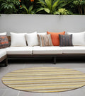 8 Round Brown and Orange Round Striped Washable Non Skid Indoor Outdoor Area Rug
