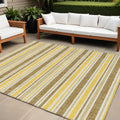 8 X 10 Brown and Orange Striped Washable Non Skid Indoor Outdoor Area Rug