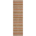 8 Runner Beige and Orange Striped Washable Non Skid Indoor Outdoor Runner Rug