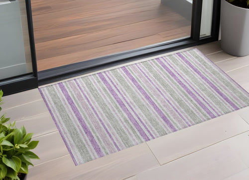 2 X 3 Pearl Striped Washable Non Skid Indoor Outdoor Area Rug
