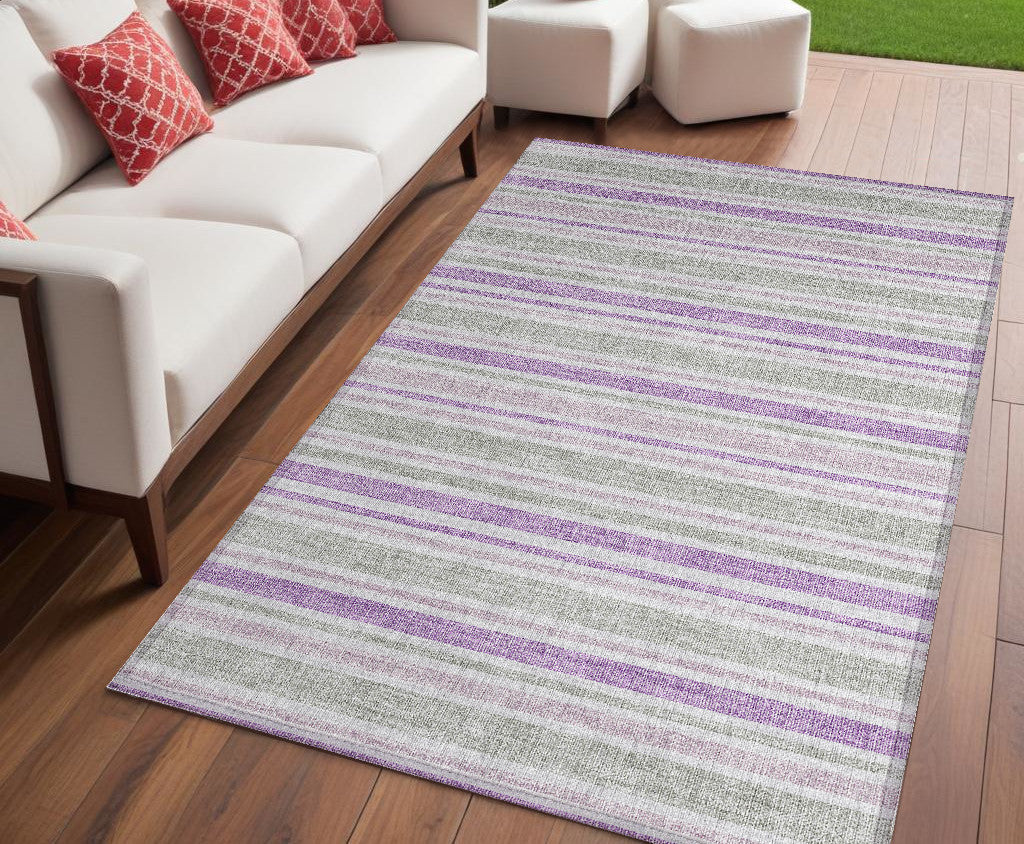 5 X 8 Pearl Striped Washable Non Skid Indoor Outdoor Area Rug