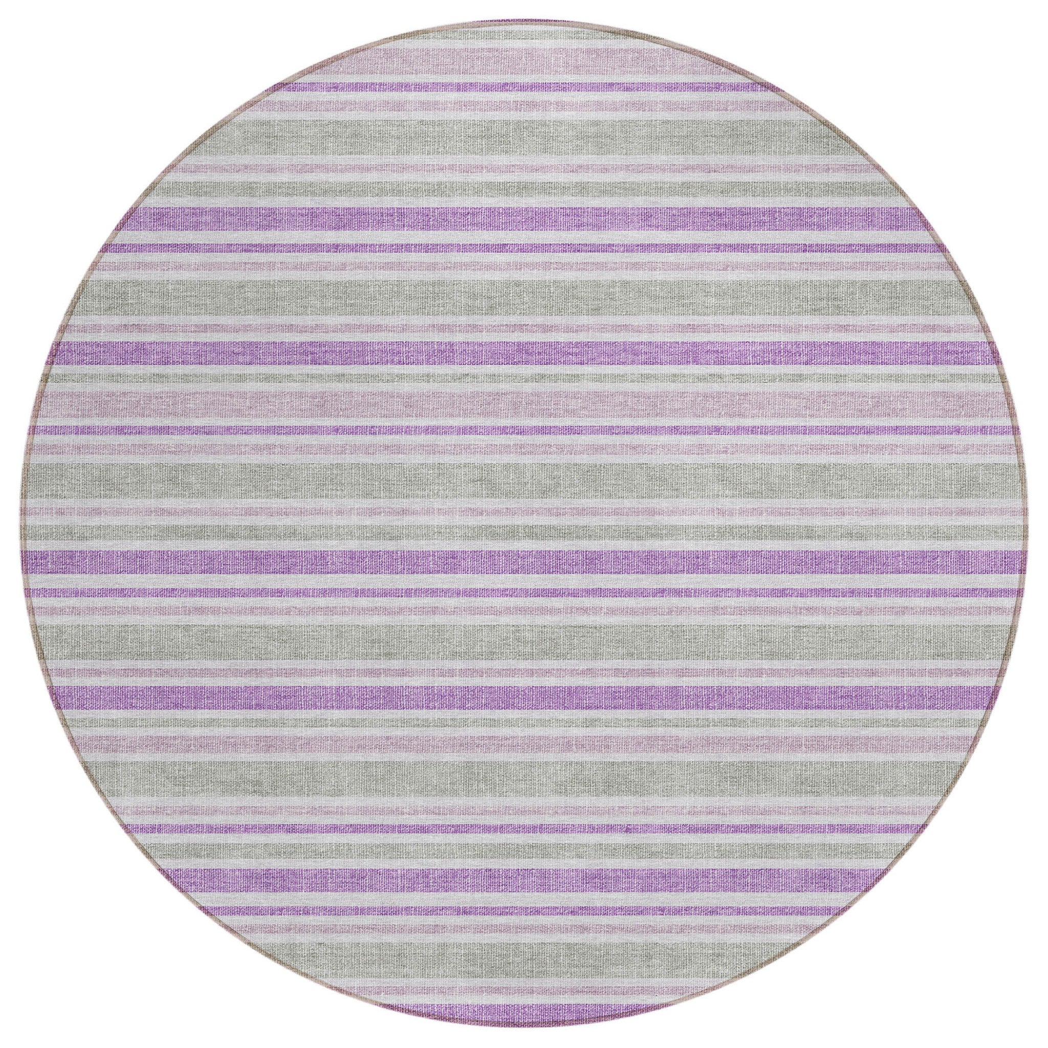8 Round Pearl Round Striped Washable Non Skid Indoor Outdoor Area Rug