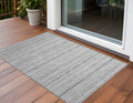 2 X 3 Black Silver and Gray Striped Washable Non Skid Indoor Outdoor Area Rug