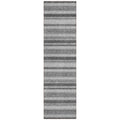 8 Runner Black Silver and Gray Striped Washable Non Skid Indoor Outdoor Runner Rug