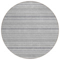 8 Round Black Silver and Gray Round Striped Washable Non Skid Indoor Outdoor Area Rug