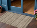 2 X 3 Taupe Striped Washable Non Skid Indoor Outdoor Area Rug