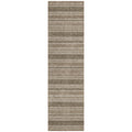 8 Runner Taupe Striped Washable Non Skid Indoor Outdoor Runner Rug