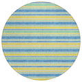 8 Round Yellow Round Striped Washable Non Skid Indoor Outdoor Area Rug