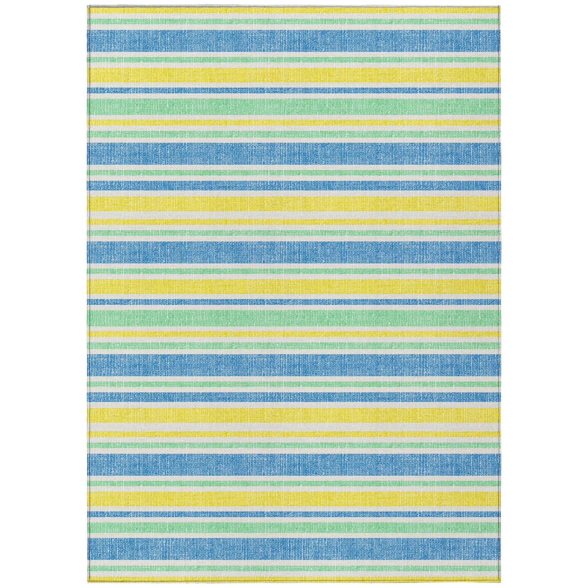 9 X 12 Yellow Striped Washable Non Skid Indoor Outdoor Area Rug