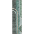 8 Runner Black and Green Abstract Washable Non Skid Indoor Outdoor Runner Rug