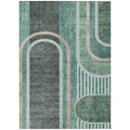 8 X 10 Black and Green Abstract Washable Non Skid Indoor Outdoor Area Rug