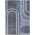 8 X 10 Blue and Black Abstract Washable Non Skid Indoor Outdoor Area Rug