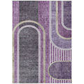 8 X 10 Purple and Black Abstract Washable Non Skid Indoor Outdoor Area Rug