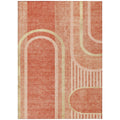 8 X 10 Salmon Abstract Washable Non Skid Indoor Outdoor Area Rug