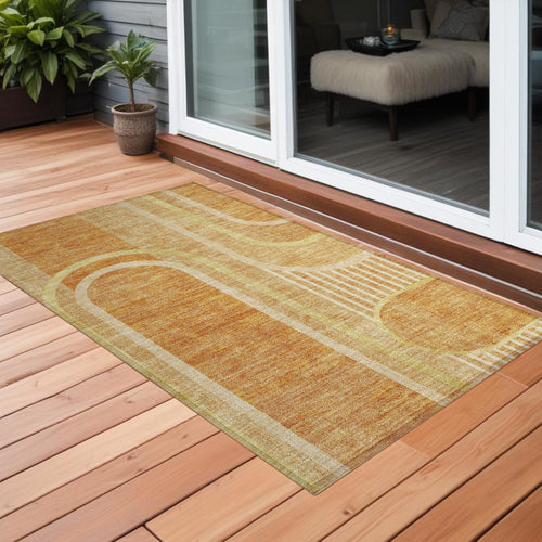 2 X 3 Terra Cotta Abstract Washable Non Skid Indoor Outdoor Area Rug