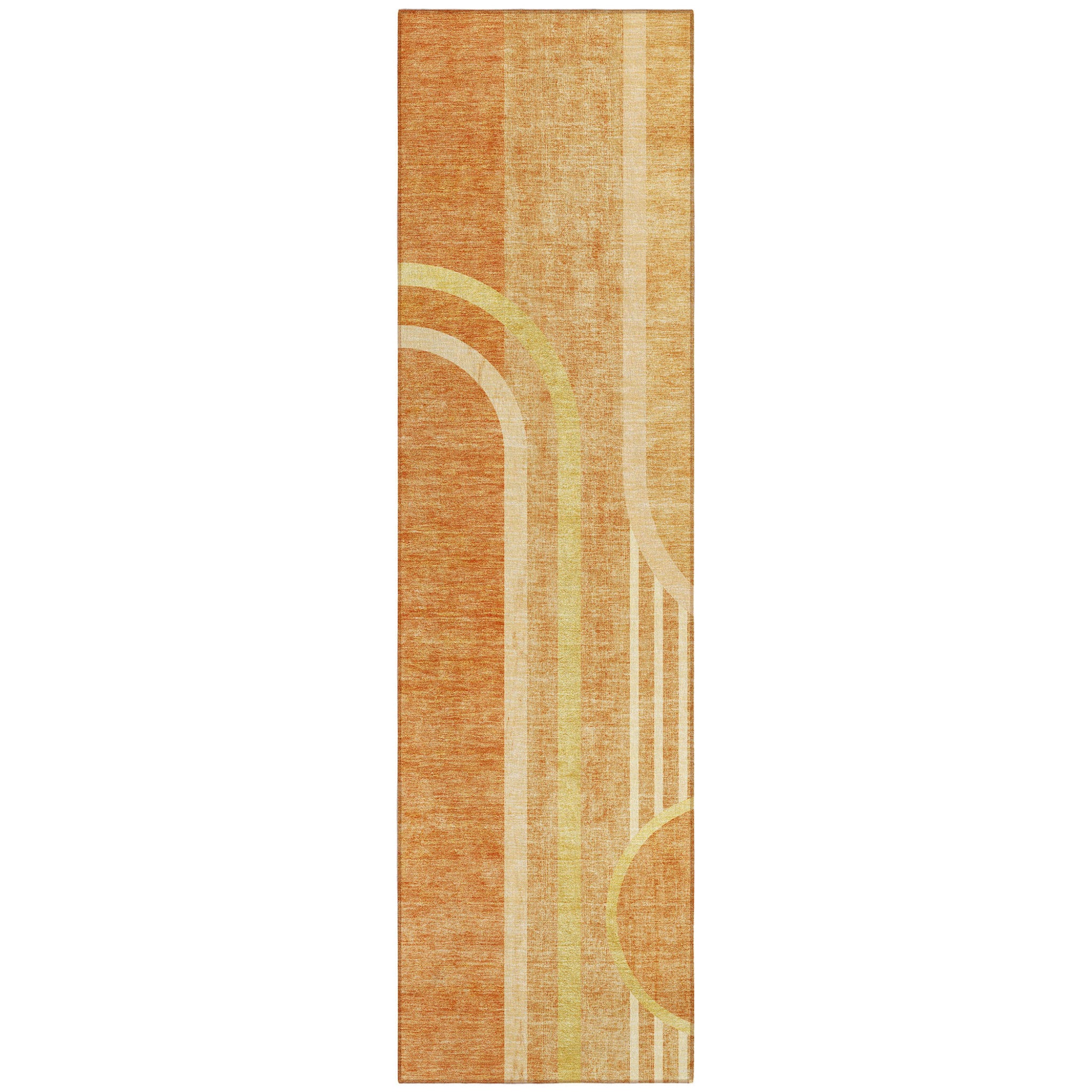 8 Runner Terra Cotta Abstract Washable Non Skid Indoor Outdoor Runner Rug