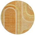8 Round Terra Cotta Round Abstract Washable Non Skid Indoor Outdoor Area Rug