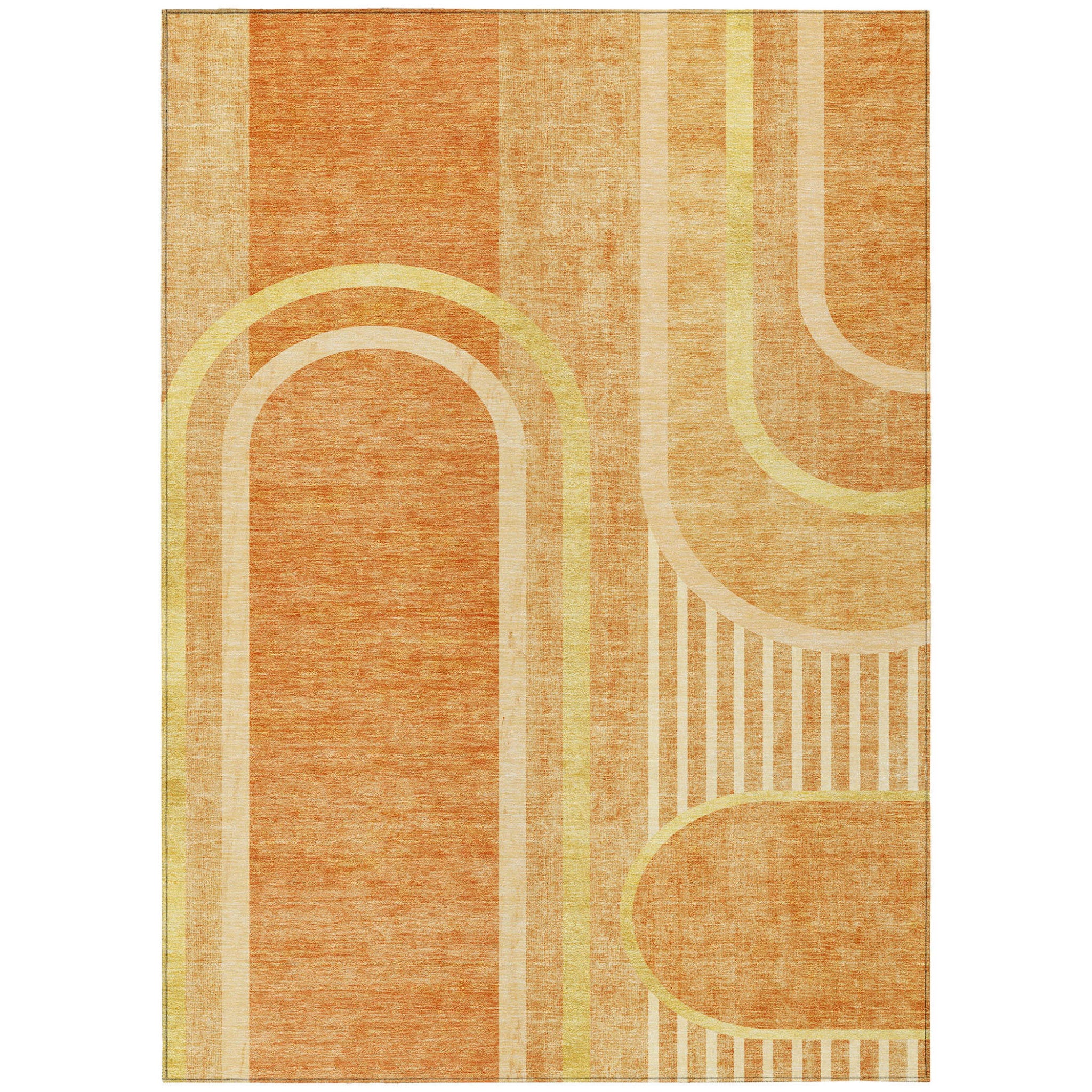 8 X 10 Terra Cotta Abstract Washable Non Skid Indoor Outdoor Area Rug