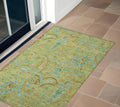 3 X 5 Artichoke Green Paisley Washable Non Skid Indoor Outdoor Area Rug