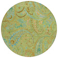 8 Round Artichoke Green Round Paisley Washable Non Skid Indoor Outdoor Area Rug