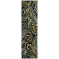 8 Runner Black and Gold Paisley Washable Non Skid Indoor Outdoor Runner Rug