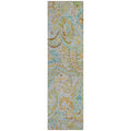 8 Runner Gray and Gold Paisley Washable Non Skid Indoor Outdoor Runner Rug