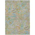 5 X 8 Gray and Gold Paisley Washable Non Skid Indoor Outdoor Area Rug
