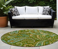 8 Round Green Round Paisley Washable Non Skid Indoor Outdoor Area Rug